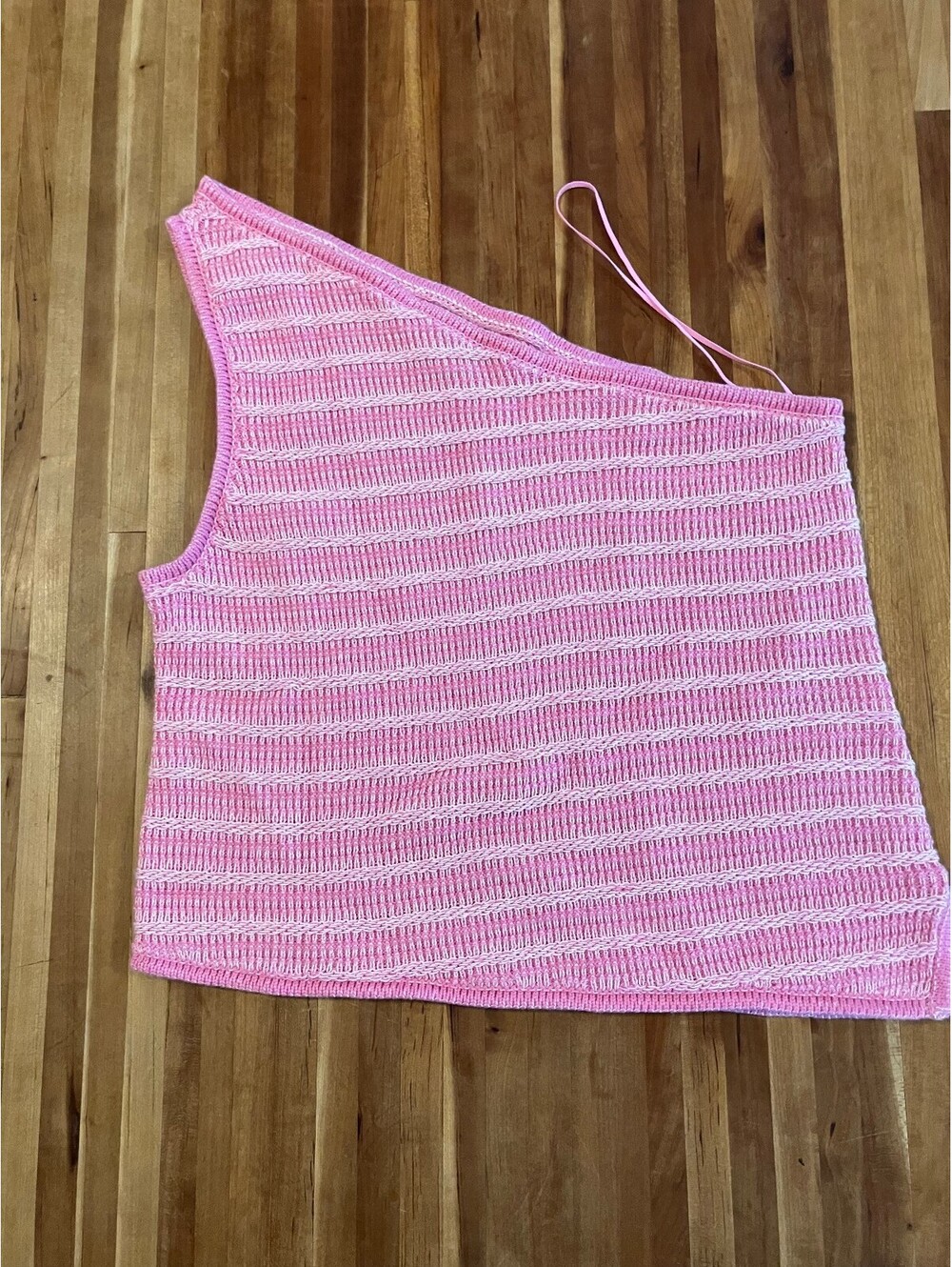 American Eagle Womens M Pink Marled Knit One Shoulder Top Cotton Coquette